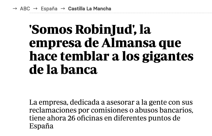 El ABC publica un artículo elogiando las hazañas de Robinjud