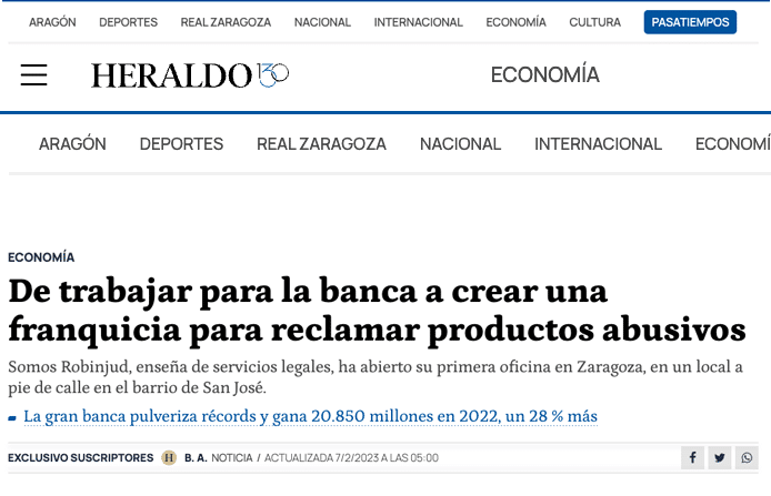 Noticia en el periódico del Heraldo de Robinjud por reclamar productos abusivos